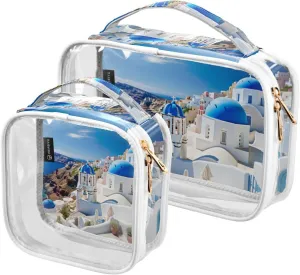 Buildings with a Blue Dome Travel Clear Bag, Cosmetic Bags for Travel, Women Travel Gifts, 2 Pack