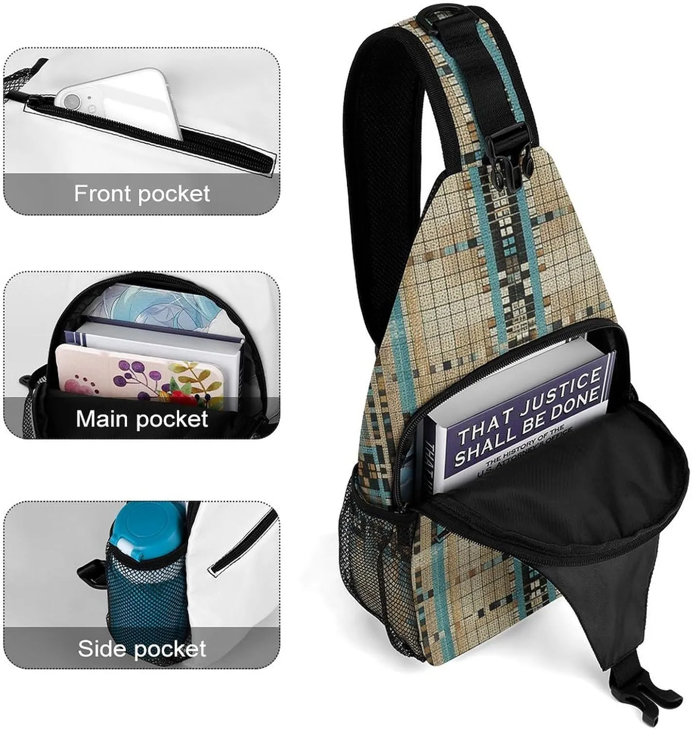 Burr Texture Style Sling Backpack Fashion Crossbody Sling Bag for Women Men Chest Bag for Travel Hiking, 38x20cm