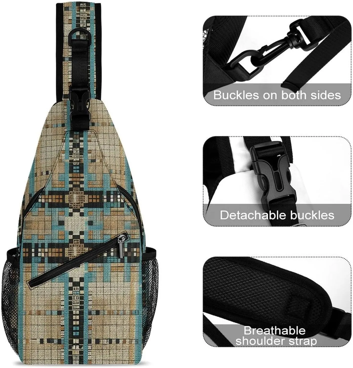 Burr Texture Style Sling Backpack Fashion Crossbody Sling Bag for Women Men Chest Bag for Travel Hiking, 38x20cm