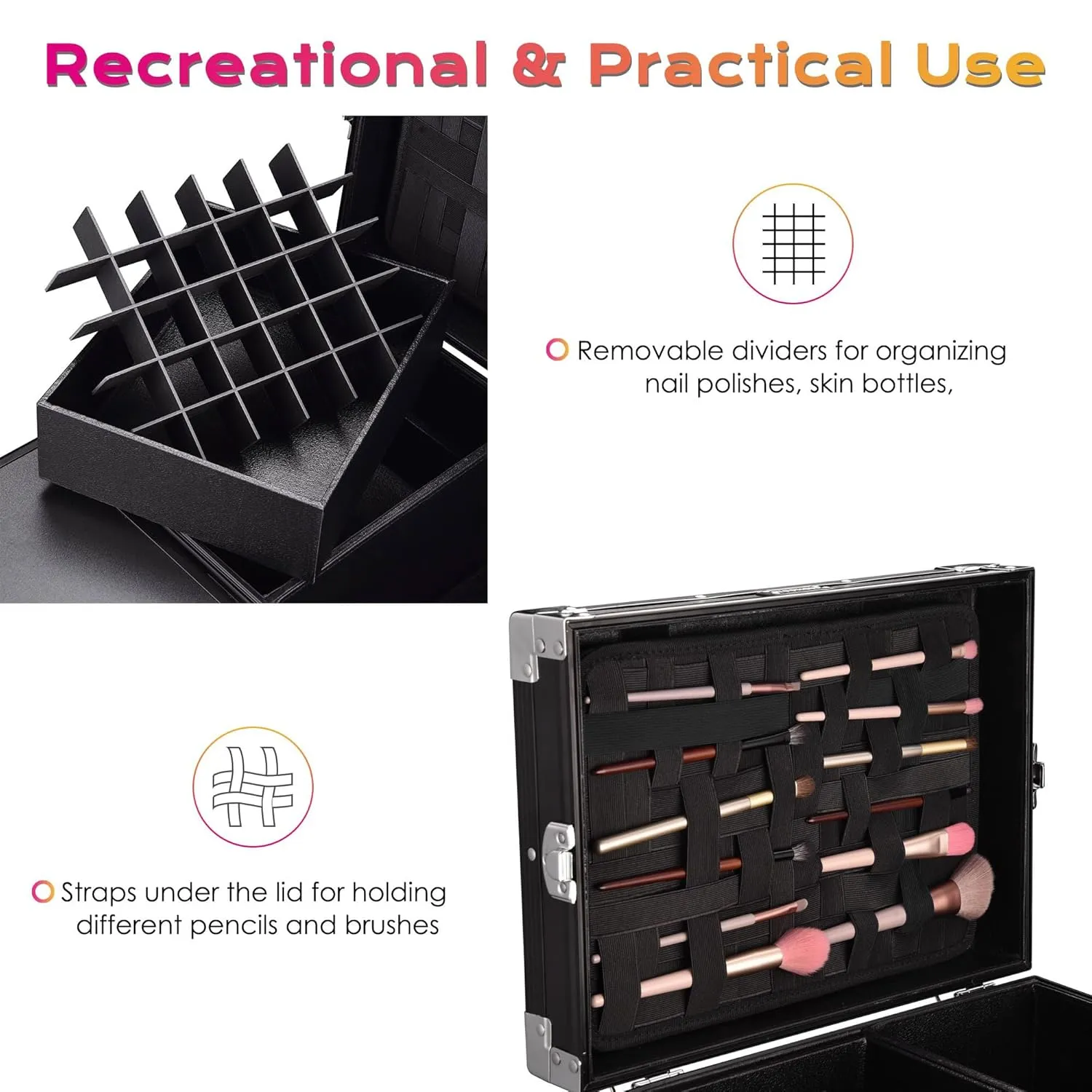 BYOOTIQUE Portable Manicure Table Desk Station for Nail Tech Organizer Rolling Makeup Case with Wheels 4 Drawers Storage for Manicurist Technician Workstation Artist,Black