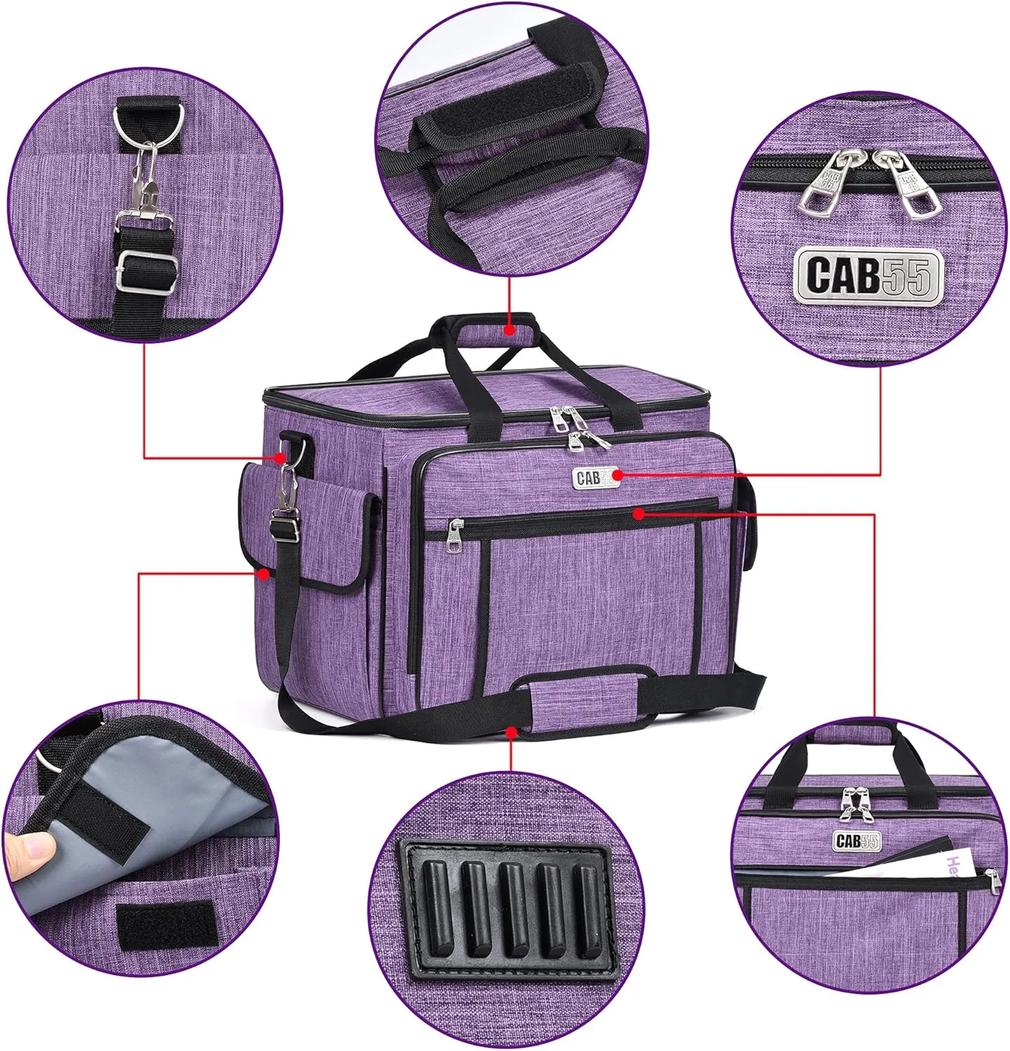 CAB55 Sewing Machine Case - Carrying Bag with Removable Padding, Tote for Machine and Accessories