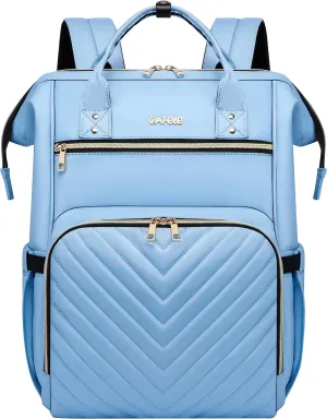 CAFELE Laptop Backpack Purse for Women Men,17 Inch Computer Stylish Backpacks, Teacher Doctor Nurse Daypack for Work,College Bookbag Wide Open Design Light Blue