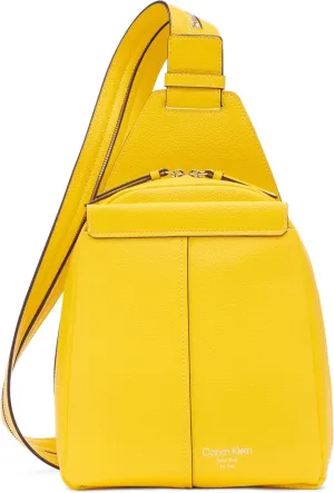 Calvin Klein Women's Myra Backpack for Women – Vegan Leather Convertible Sling Backpack, 2 Pockets, Daffodil, One Size