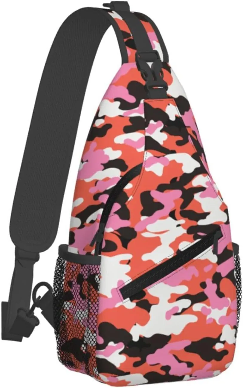 Camo Crossbody Sling Backpack Sling Bag Adjustable Chest Shoulder Daypack For Women Men