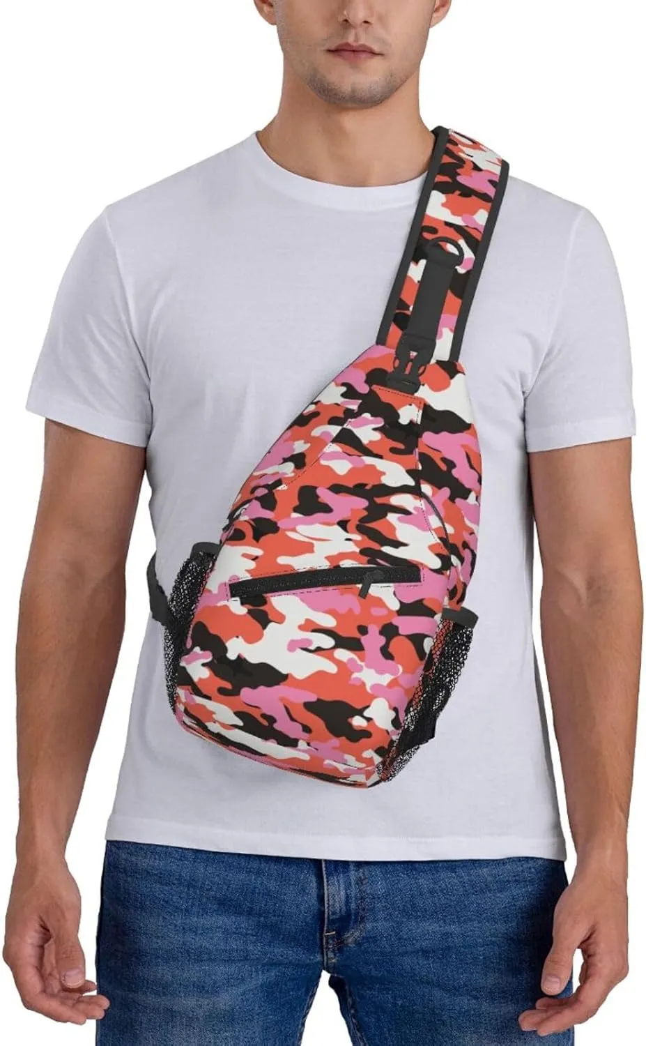 Camo Crossbody Sling Backpack Sling Bag Adjustable Chest Shoulder Daypack For Women Men