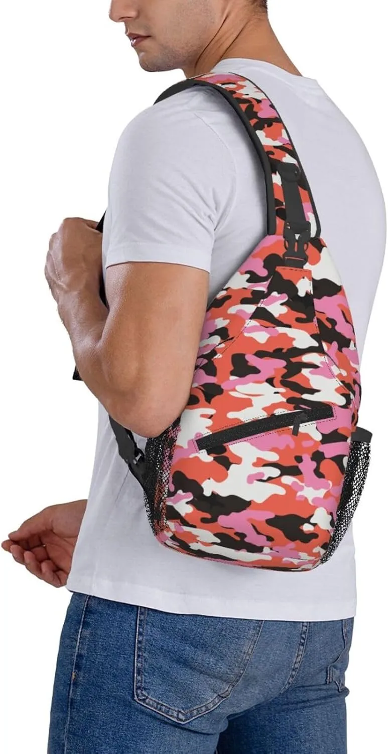 Camo Crossbody Sling Backpack Sling Bag Adjustable Chest Shoulder Daypack For Women Men