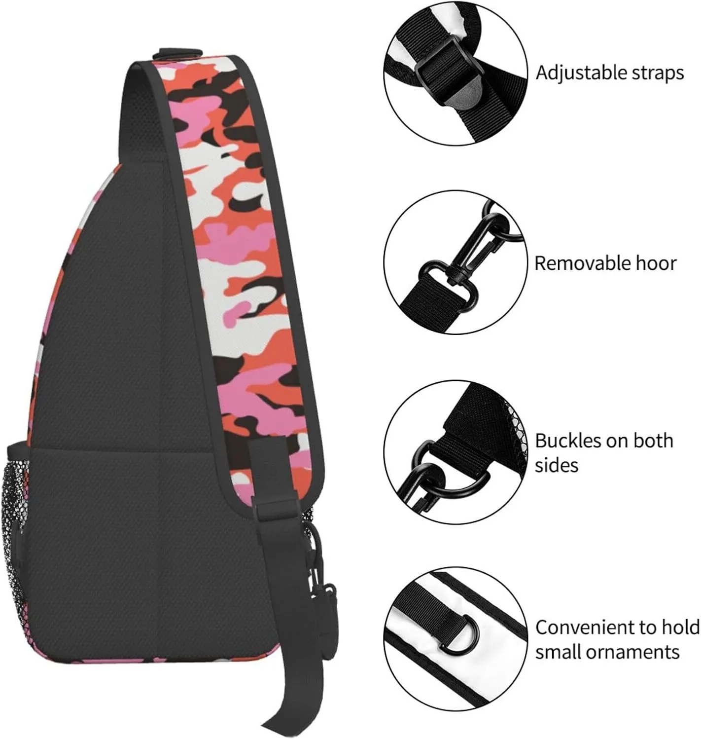 Camo Crossbody Sling Backpack Sling Bag Adjustable Chest Shoulder Daypack For Women Men