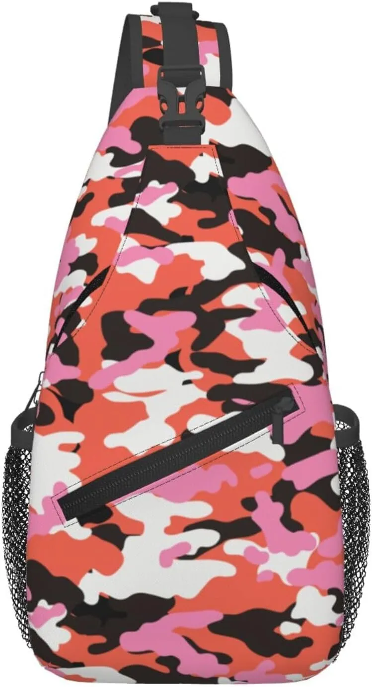 Camo Crossbody Sling Backpack Sling Bag Adjustable Chest Shoulder Daypack For Women Men