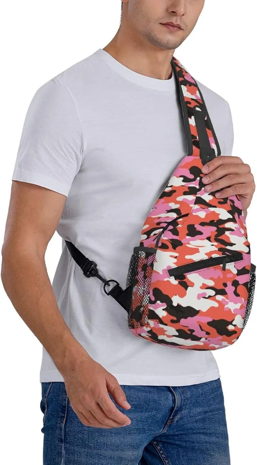 Camo Crossbody Sling Backpack Sling Bag Adjustable Chest Shoulder Daypack For Women Men