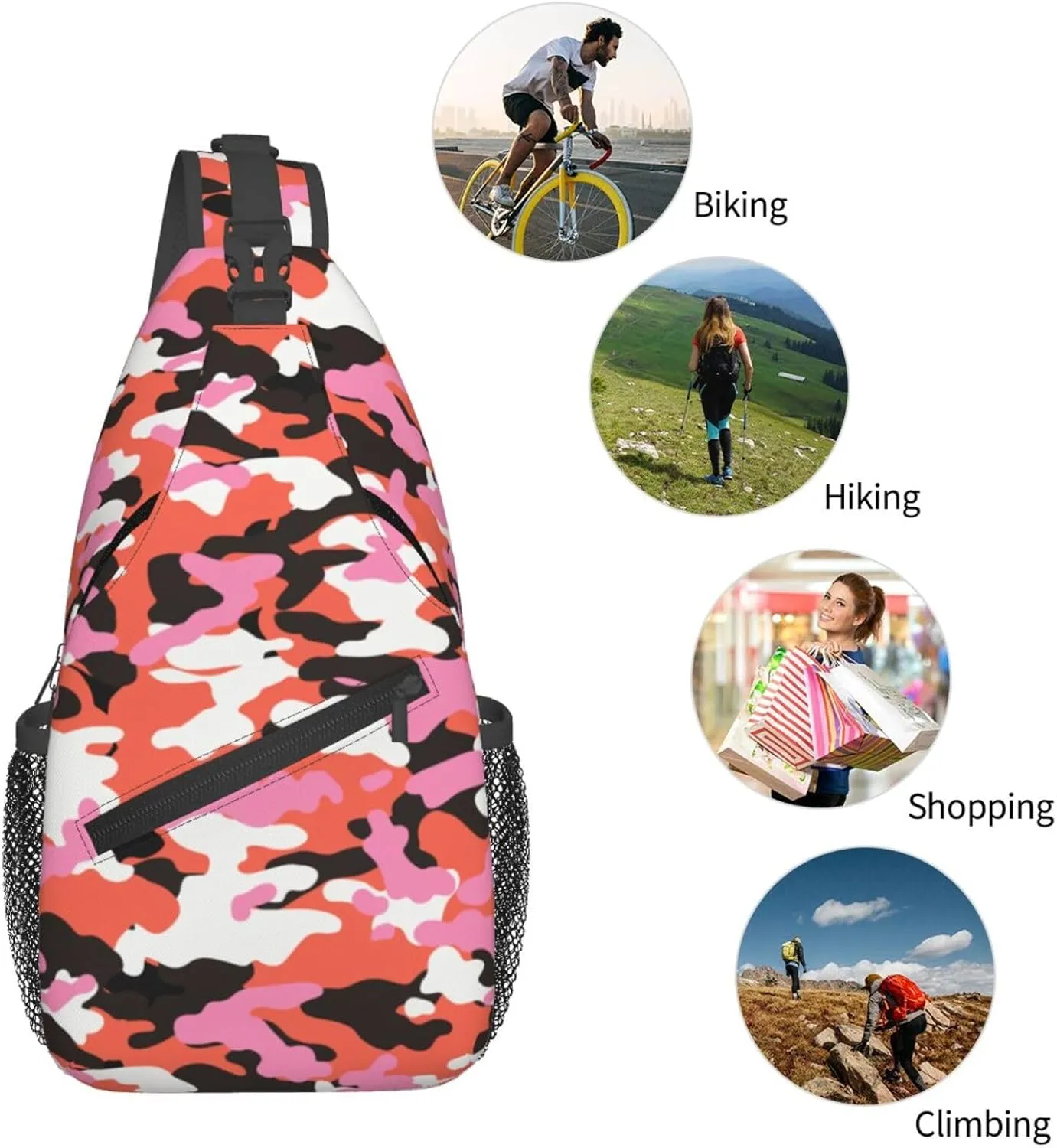 Camo Crossbody Sling Backpack Sling Bag Adjustable Chest Shoulder Daypack For Women Men