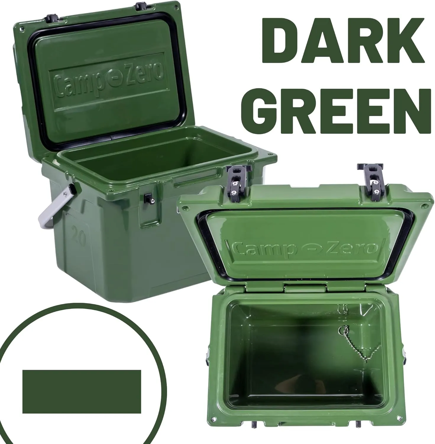 CAMP-ZERO 21 Quart Rotomolded Hard Cooler - Insulated Ice Chest with 4 Cup Holders - Bear-Proof Travel Ice Box for Beverage, Drink, BBQ, Fishing, Camping, Outdoor