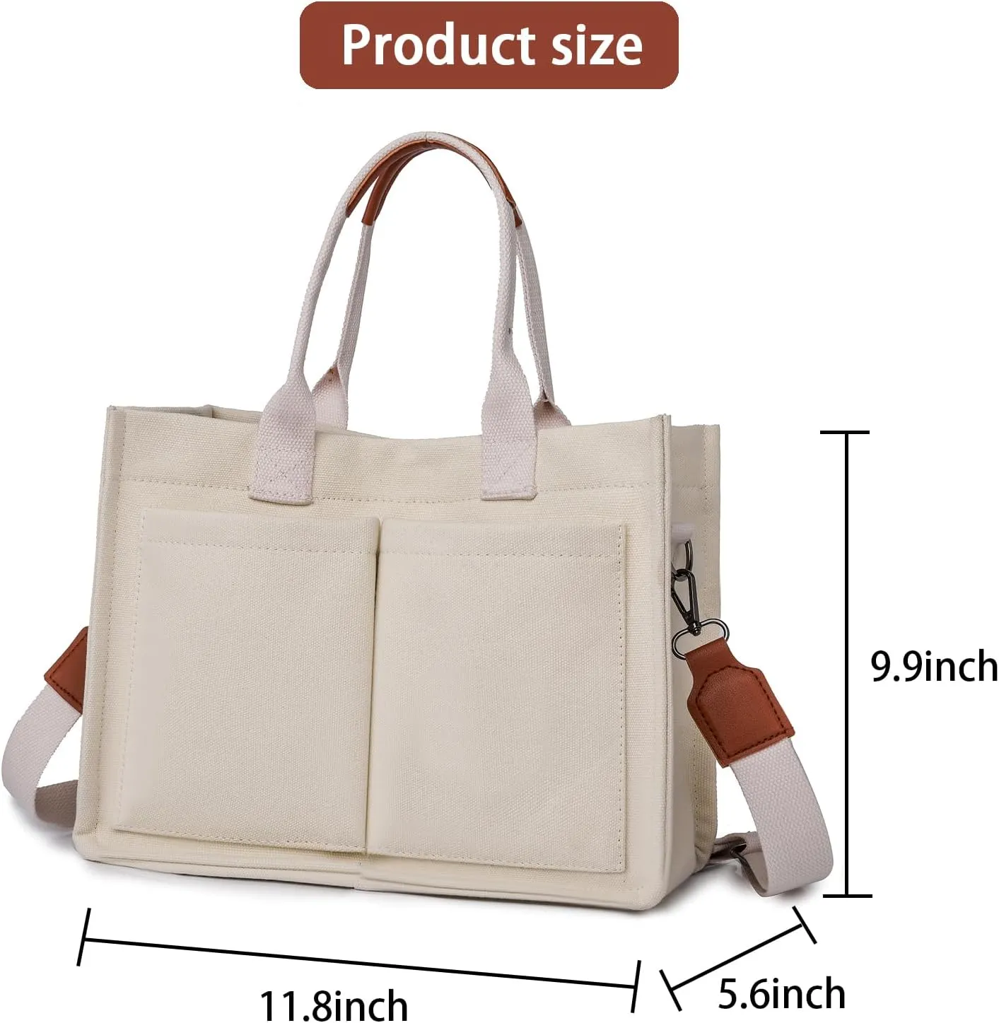 Canvas Tote for Women - Beach & Travel, Laptop Shoulder Bag - Cute Teacher Purse