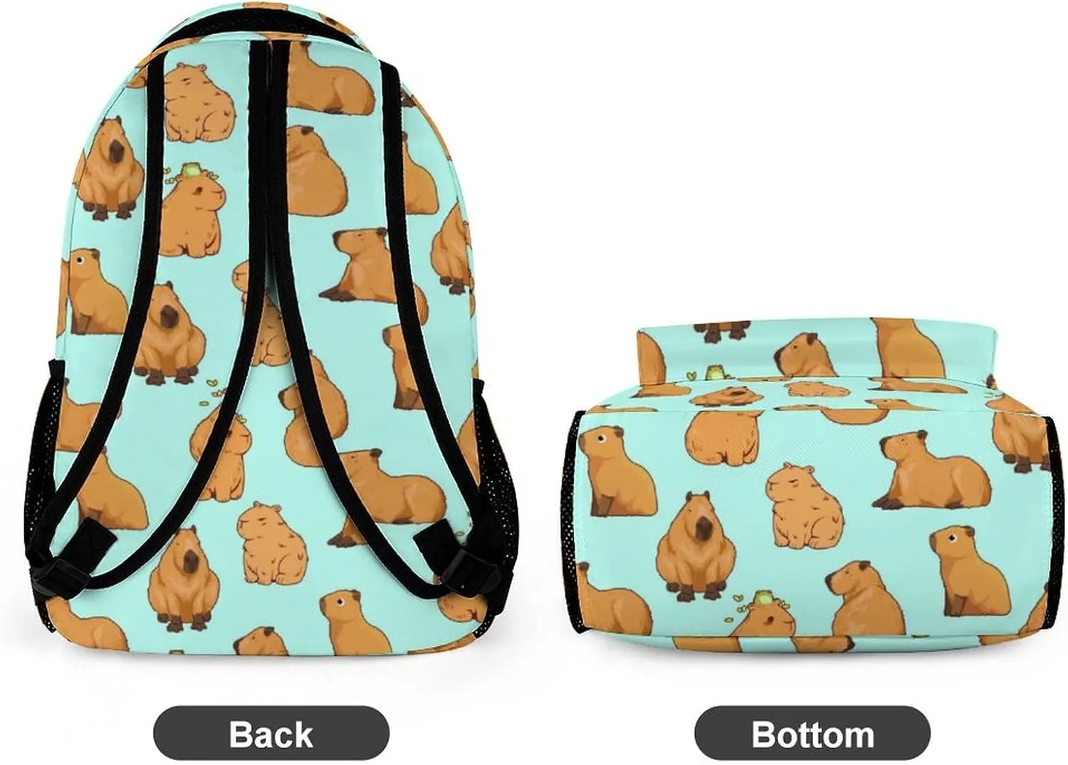 Capybara Backpack for Kids Boys Girls Polyester Fashion School Bag Print Travel Stylish Laptop Bookbag Gift Blue