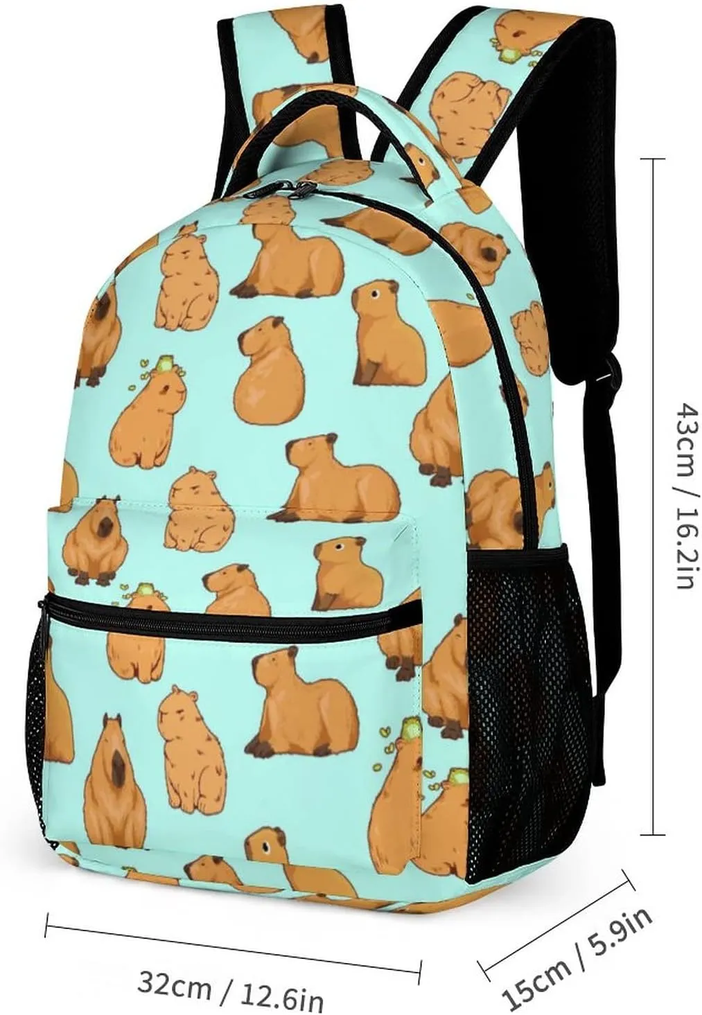 Capybara Backpack for Kids Boys Girls Polyester Fashion School Bag Print Travel Stylish Laptop Bookbag Gift Blue