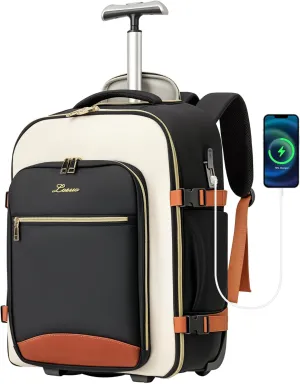 Carry On Backpack with Wheels for Adults, Airline Approved Rolling Backpack for Women, Foldable Bottom Travel Laptop Backpack
