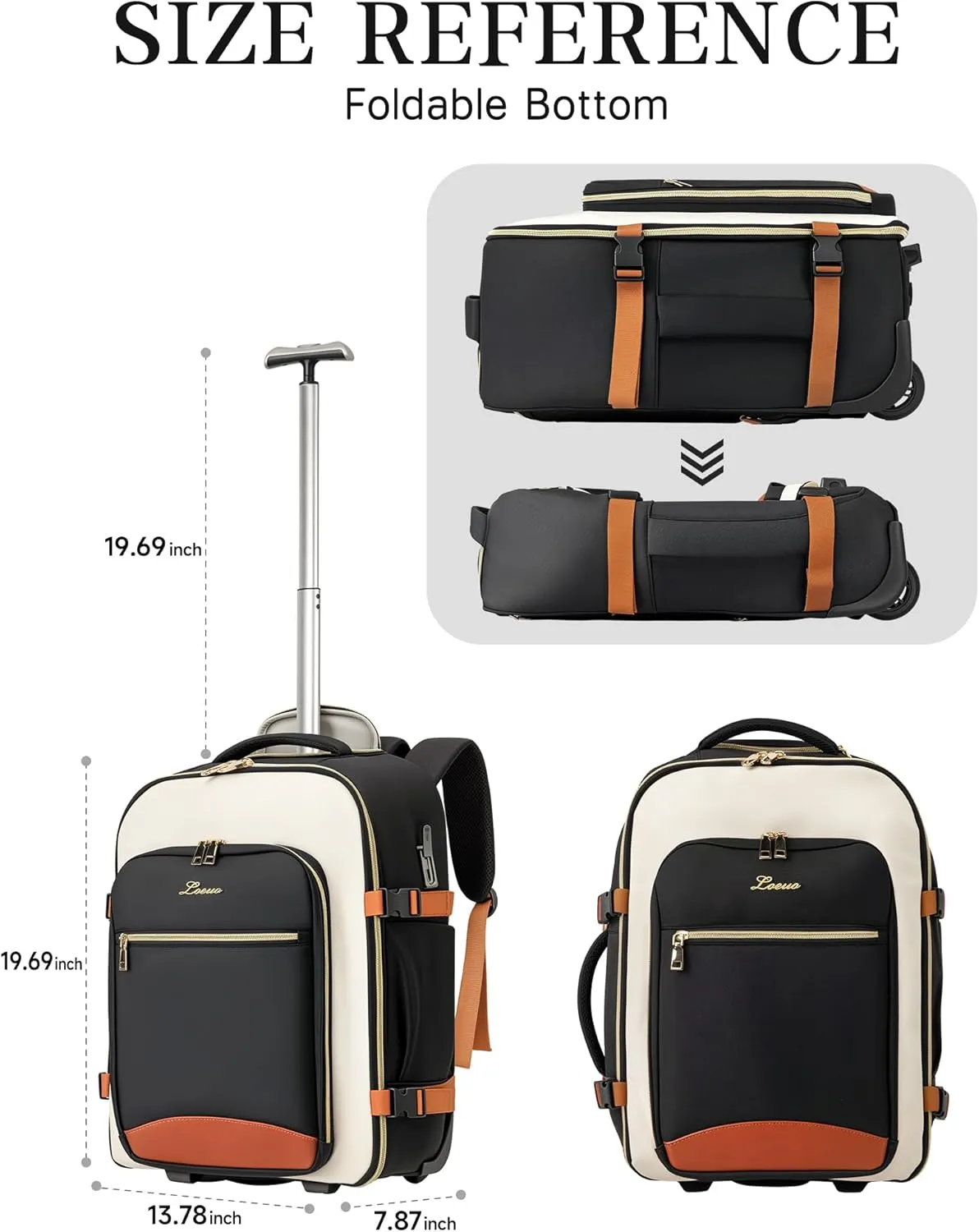 Carry On Backpack with Wheels for Adults, Airline Approved Rolling Backpack for Women, Foldable Bottom Travel Laptop Backpack