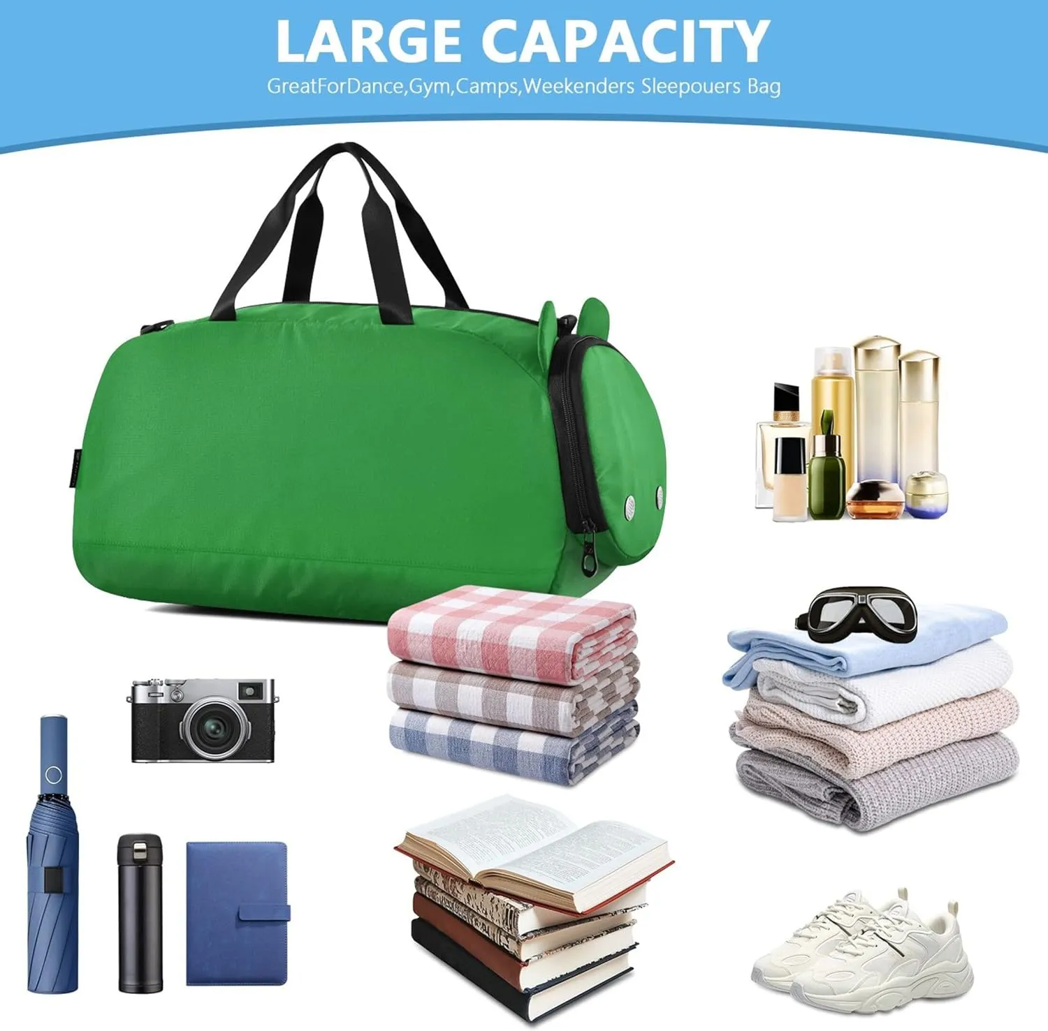 Carry on Duffel Bag Boy Weekender Overnight Mint Green Travel Duffle Bags Girls Tote Duffle Bag for Kids