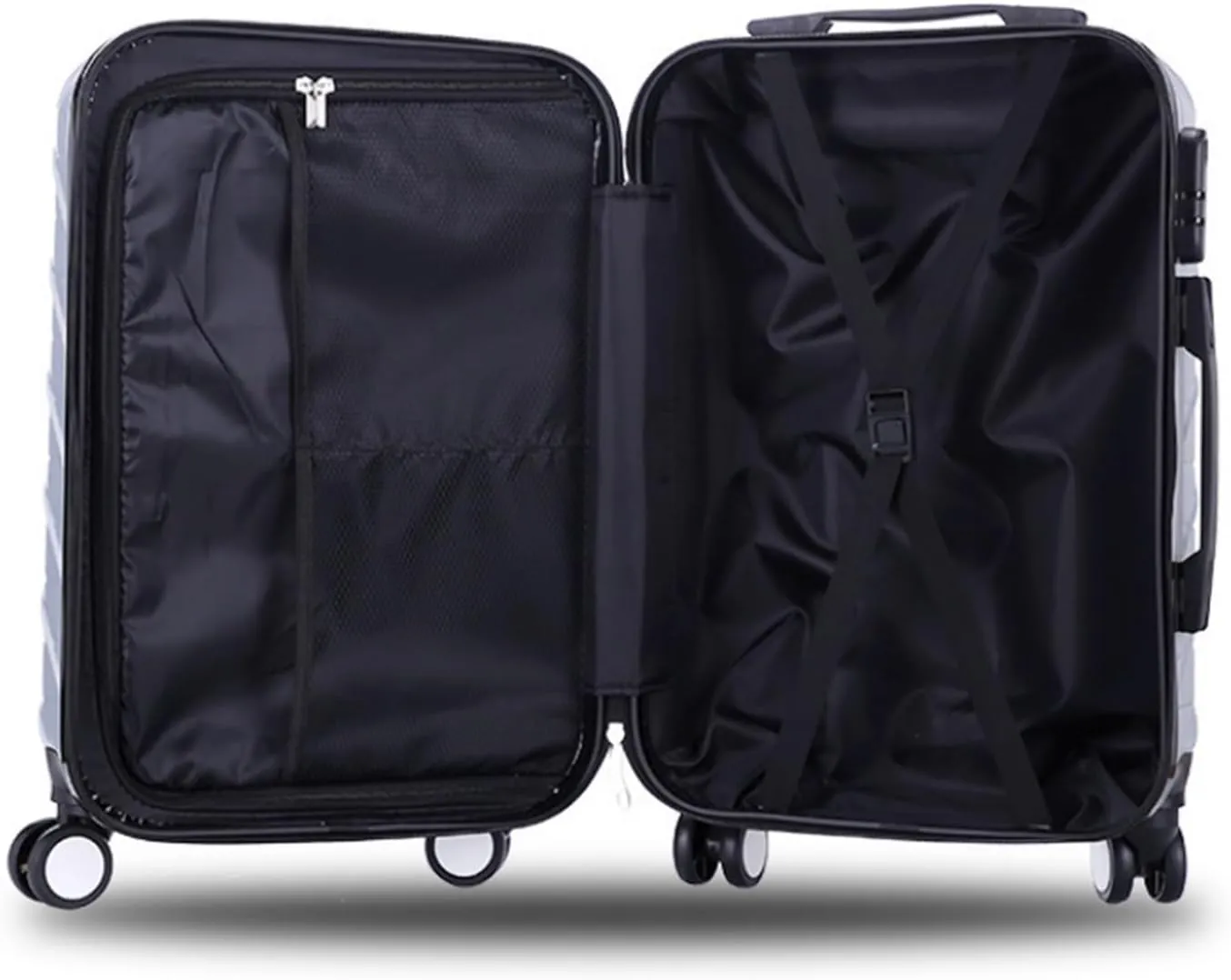 Carry-on Suitcase Luggage Carry On Luggage with Spinner Wheels Luggage Travel Suitcase Hardshell Lightweight Carry-on Suitcases Carry On Luggages,Sliver-24inch (Black 20inch)