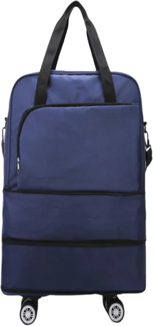 Carry-On with Spinner Wheels Rolling Duffle Bag with Wheels - Expandable & Foldable Travel Bag Water-Resistant Weekender Overnight Bag for Sports & Short Trips(Blue)