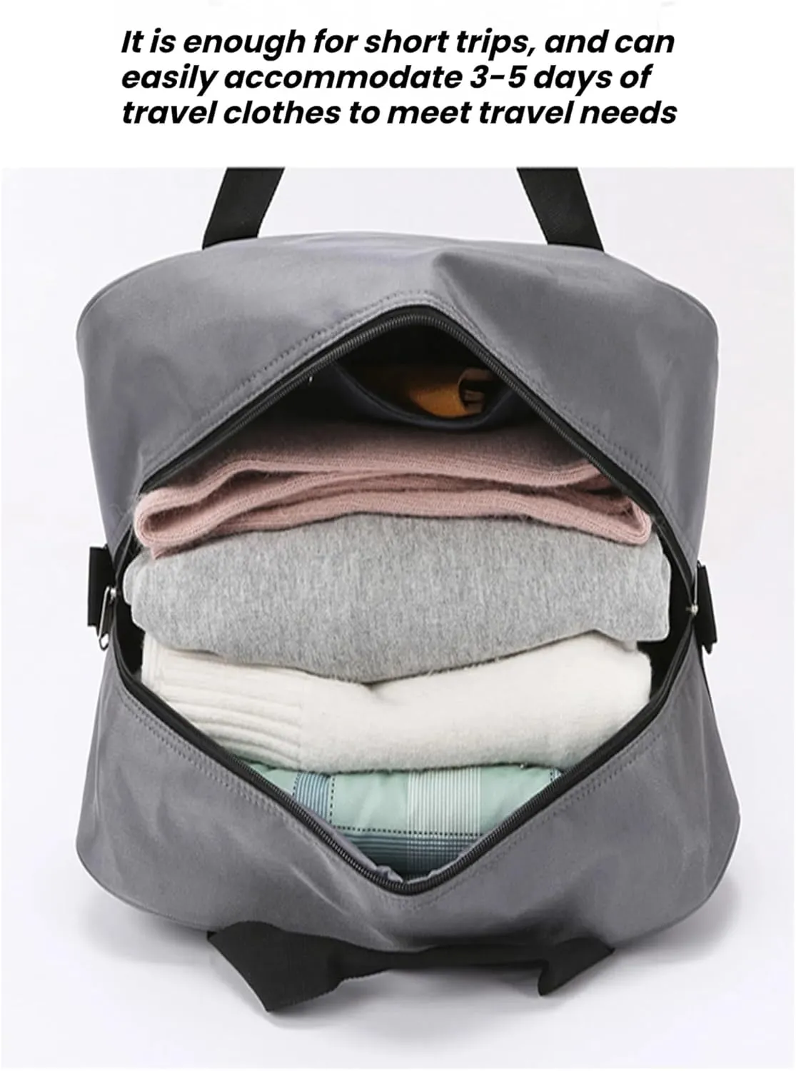 Carry-On with Spinner Wheels Rolling Duffle Bag with Wheels - Expandable & Foldable Travel Bag Water-Resistant Weekender Overnight Bag for Sports & Short Trips(Gray)