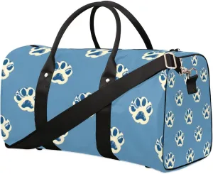 Cartoon Dog Footprints Travel Duffel bag for Men Women Weekender Overnight Bag Gym Bag Carry On Luggage Bags for Yoga Workout Sports