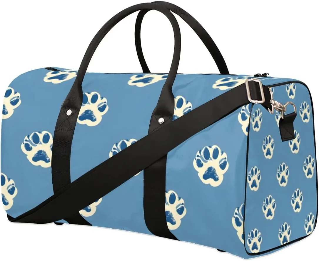 Cartoon Dog Footprints Travel Duffel bag for Men Women Weekender Overnight Bag Gym Bag Carry On Luggage Bags for Yoga Workout Sports