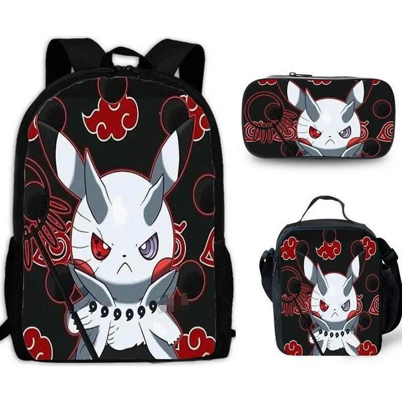 Cartoon Pikachou Schoolbag Backpack Lunch Bag Shoulder Bag Pencil Case Gift for Kids Students