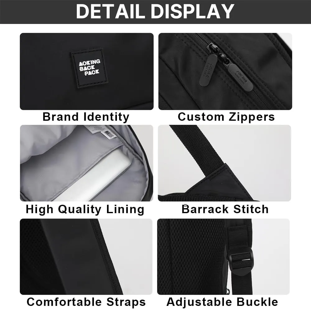 Casual Daypack Backpacks, 17.7 inch Lightweight Waterproof Backpack, 20L Large Capacity Daypack Everyday Backpack, Carry On Travel Backpack Water Resistant Casual Daypack (Black)