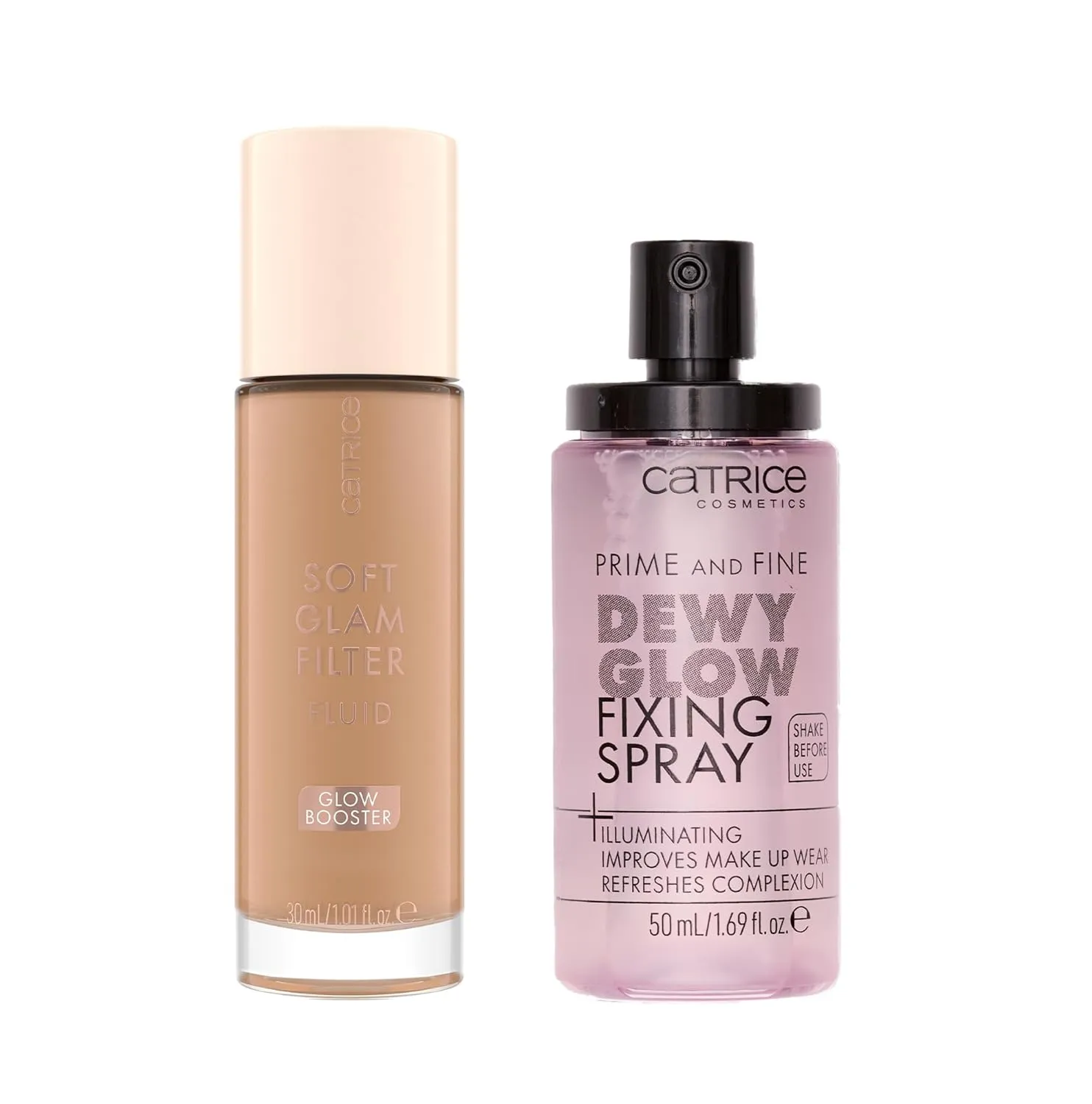 Catrice | Prime & Fine Illuminating Dewy Glow Spray & Soft Glam Filter Fluid 030 Bundle | Full Coverage Makeup | Vegan & Cruelty Free