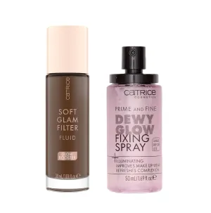 Catrice | Prime & Fine Illuminating Dewy Glow Spray & Soft Glam Filter Fluid 098 Bundle | Full Coverage Makeup | Vegan & Cruelty Free