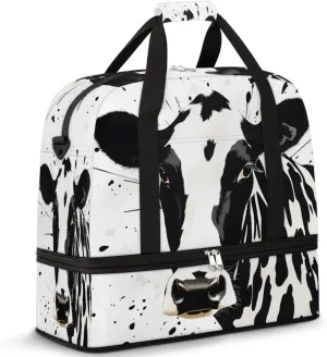 Cattle Cow Print Foldable Travel Duffel Bag Overnight Weekender Bag with Shoes Compartment Sports Gym Bag for Men Women