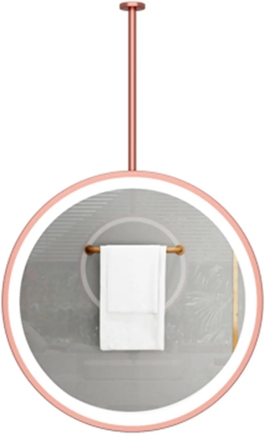 Ceiling Suspended Mirror,Vanity Shaving Makeup Mirrors,Bathroom with Touch Button,Clear and Practical(Gold2,60cm)