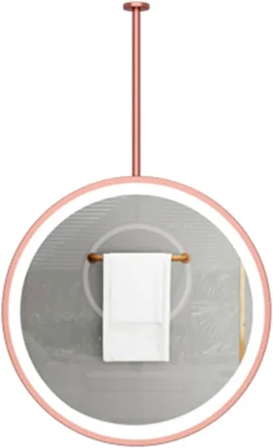 Ceiling Suspended Mirror,Vanity Shaving Makeup Mirrors,Bathroom with Touch Button,Clear and Practical(Gold2,60cm)
