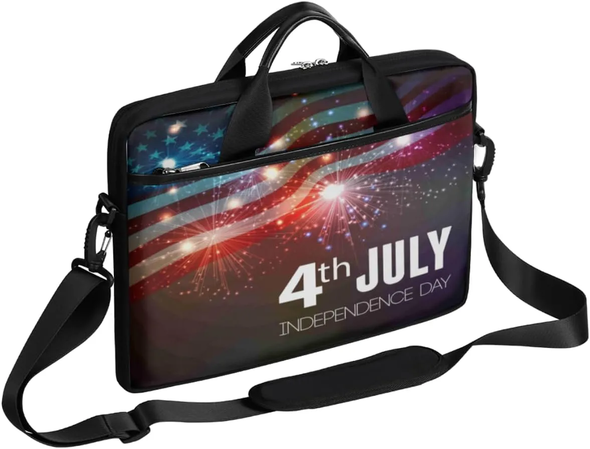 Celebrate Independence Day Laptop Computer Bag Waterproof Shoulder Messenger Bag 13-15 inch Durable Laptop Tote Bag with Shoulder Strap Handle Lightweight Crossbody Briefcase