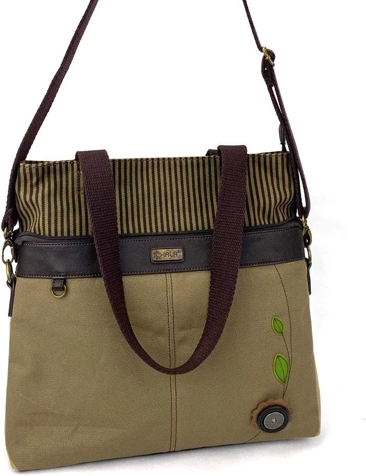 Chala Large Canvas Cloth Tote Bag with Leather Playful Animal Characters