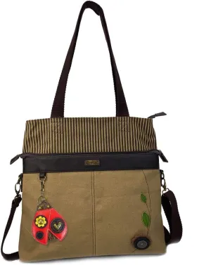 Chala Large Canvas Cloth Tote Bag with Leather Playful Animal Characters