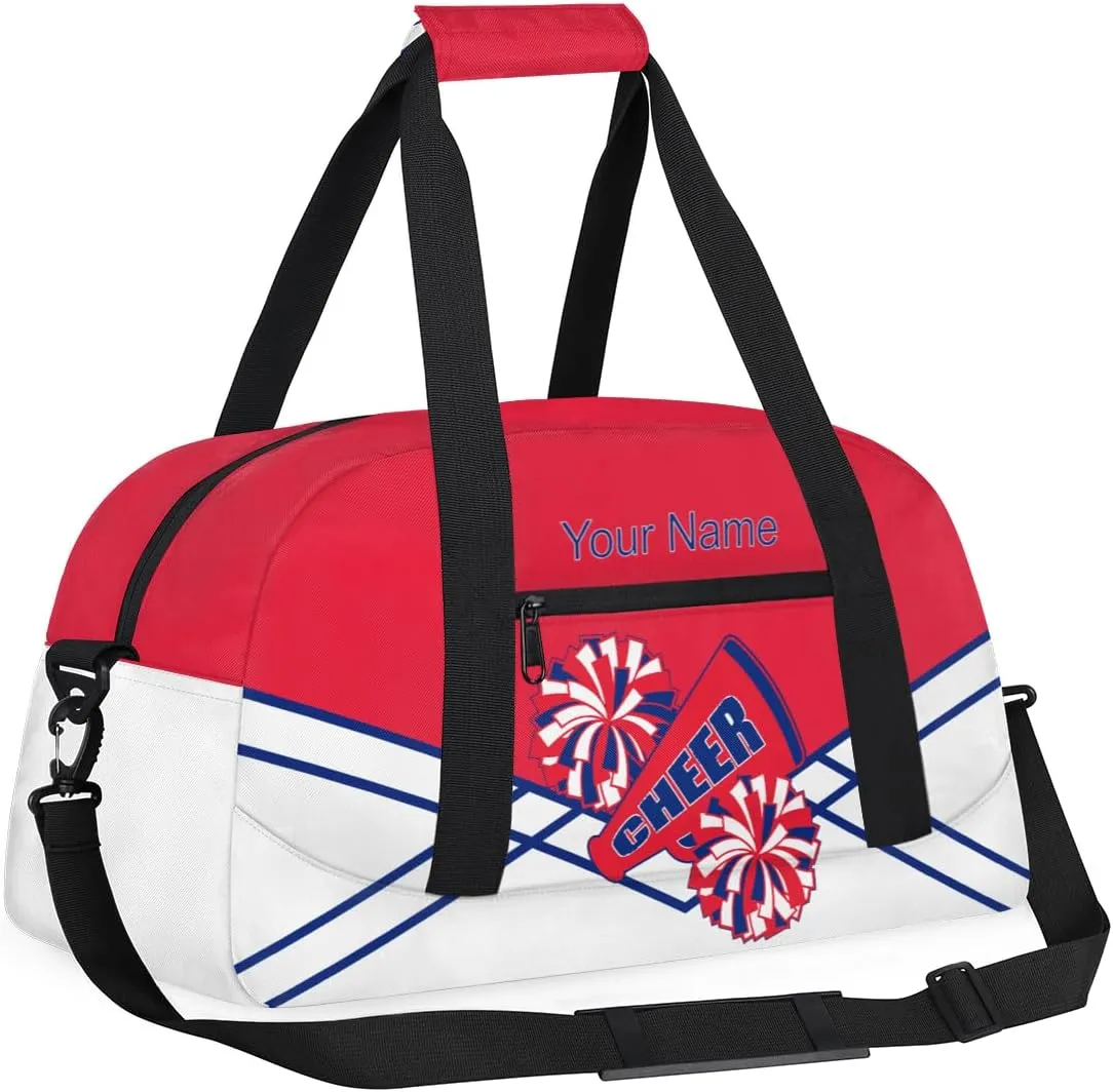 Cheer Bag Girl Personalized Sport Duffel Bag,Custom Kids Gym Bag,Travel Dance Bag with Name, Overnight Weekender Bags,Cheerleading Gifts Blue Red