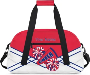 Cheer Bag Girl Personalized Sport Duffel Bag,Custom Kids Gym Bag,Travel Dance Bag with Name, Overnight Weekender Bags,Cheerleading Gifts Blue Red