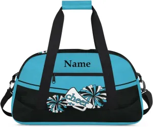 Cheer Blue Black Personalized Duffle Bag for Kids Custom Dance Ballet Bag with Name Lightweight Travel Weekender Overnight Bags Sport Gym Duffel Bag Workout Carry On Tote for Girls Boys