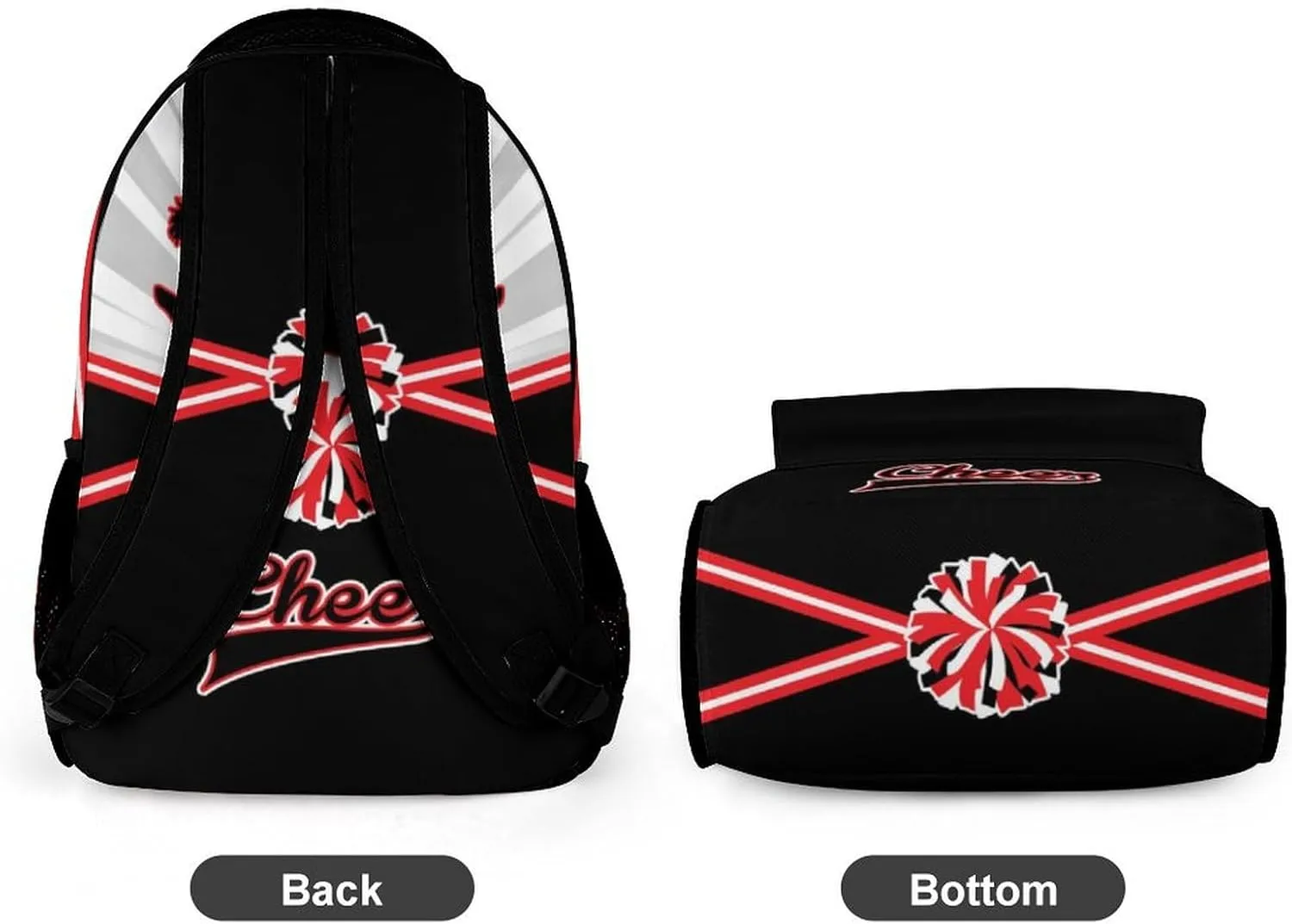 Cheerleading Backpack for Kids Girls Boys School, 16 Inches Cute Cheer Theme Bookbag, Adjustable, Lightweight, Large Capacity, Colorful Daily Casual Backpacks