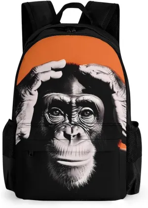 Chimp Upset Monkey Casual Backpack Lightweight Shoulders Bag Laptop Daypacks with Side Pocket for Workplace Travel