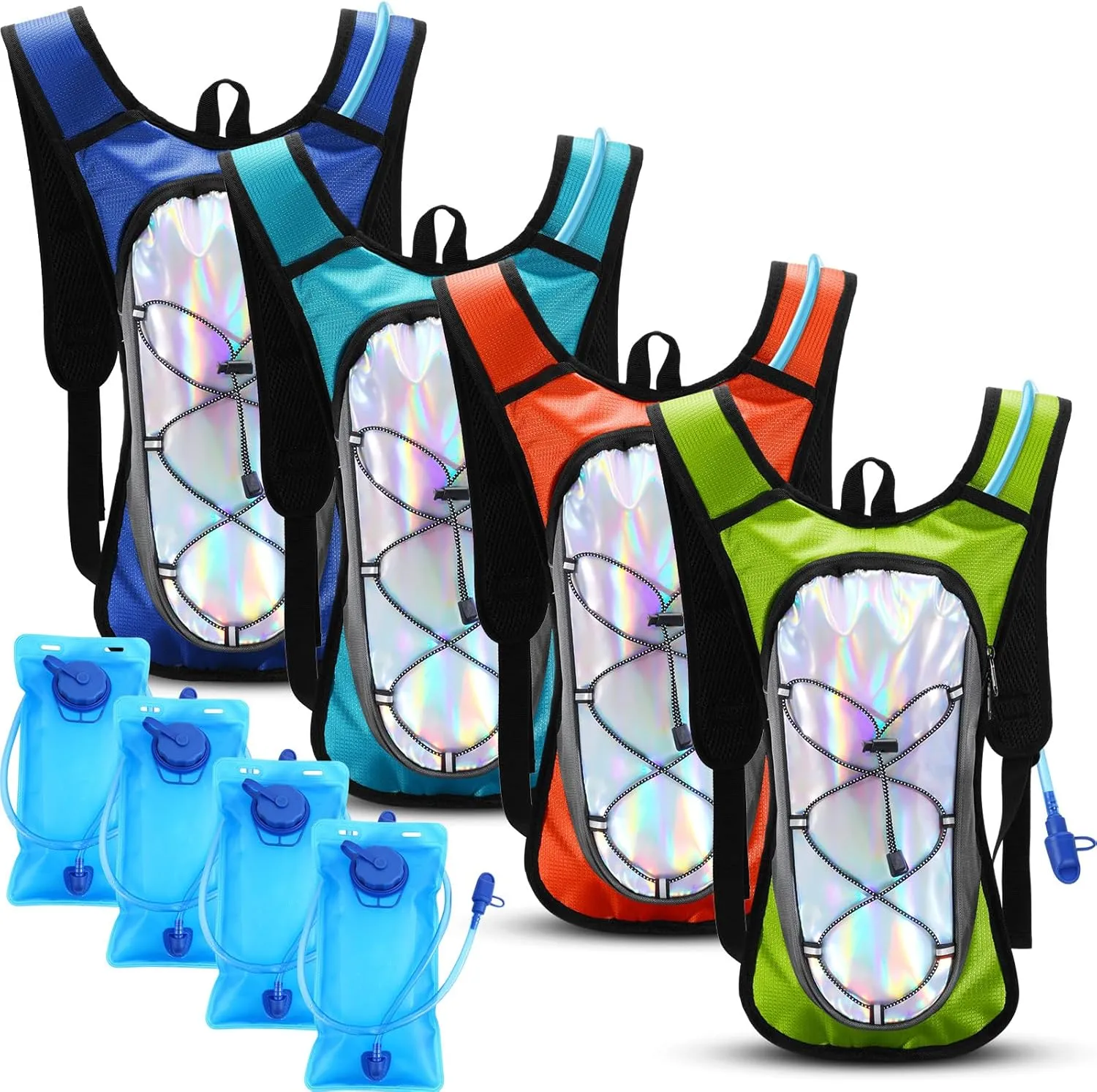 Chunful 4 Water Backpack Running Hydration Pack with 2L Hiking Water Bladder Pack for Musical Festival Essential Women Men Running Cycling Climbing Hiking, 4 Color