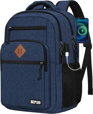 Classic Backpack for Men Women, School Backpack for Girls Boy Teens,15.6 Inch Laptop Bookbag with USB Charger for College High School Work Business Computer Back Pack,mochilas para hombres,Blue