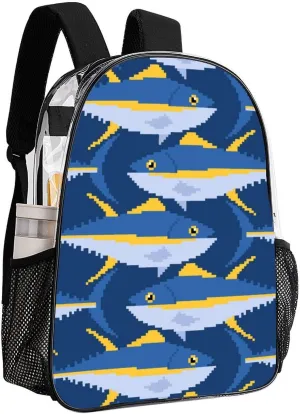 Clear Backpack Heavy Duty Tunny Seafood Fish 16 Inch for Stadium Events Concert Travel Work Sport Hiking Summer Waterproof Sturdy Transparent Bag for Men Women