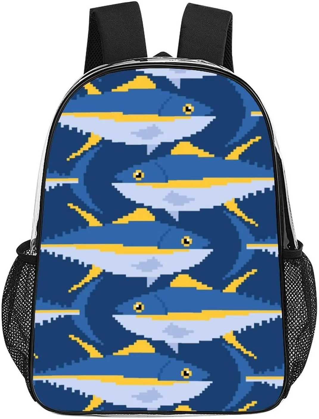 Clear Backpack Heavy Duty Tunny Seafood Fish 16 Inch for Stadium Events Concert Travel Work Sport Hiking Summer Waterproof Sturdy Transparent Bag for Men Women