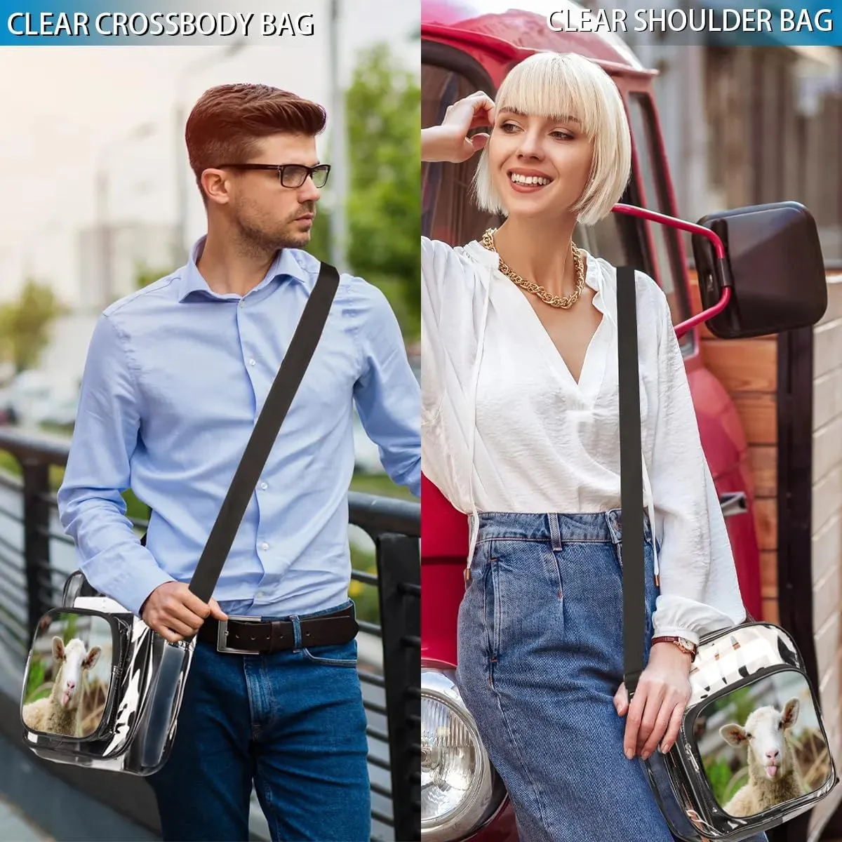 Clear Crossbody Bag Stadium Approved for Women and Men Transparent Messenger Shoulder Bag Clear Purse Bag