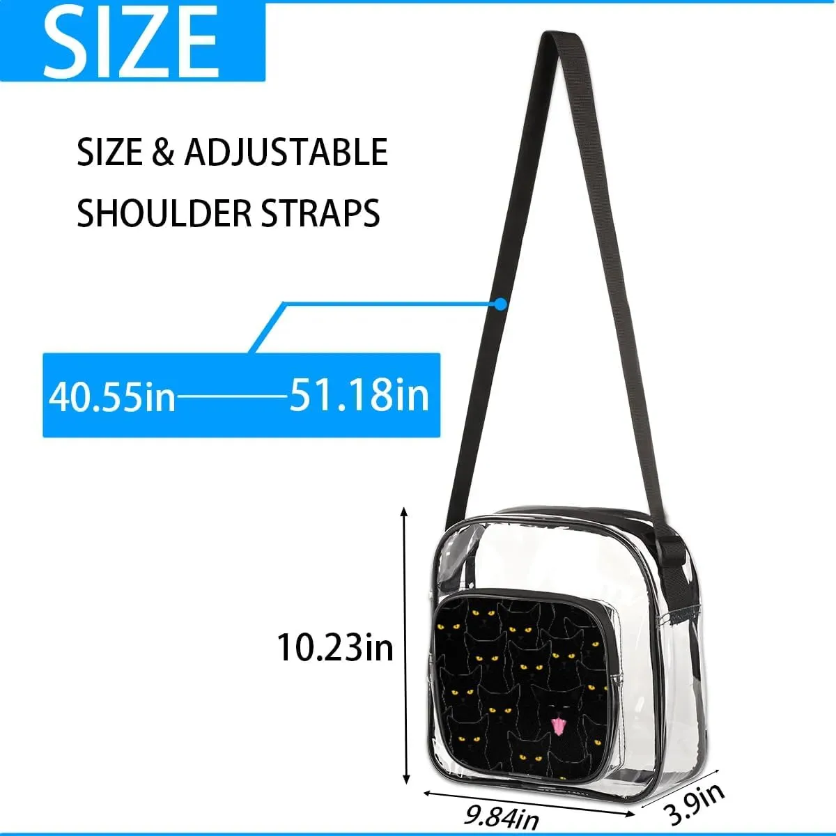 Clear Crossbody Bag Stadium Approved for Women and Men Transparent Messenger Shoulder Bag Clear Purse Bag