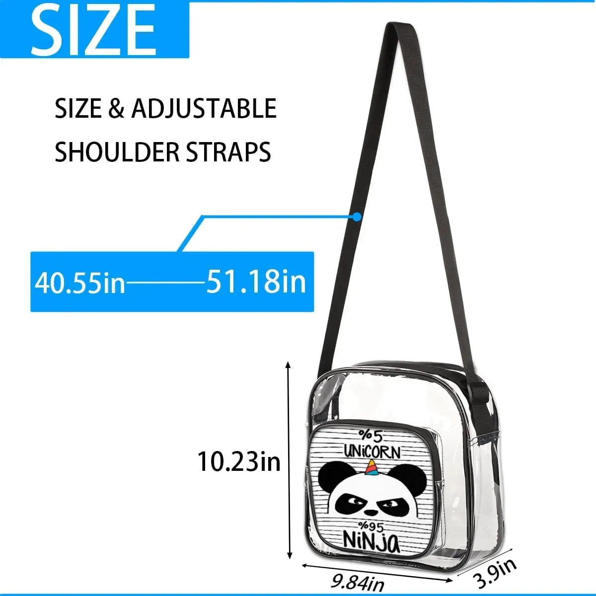 Clear Crossbody Bag Stadium Approved for Women and Men Transparent Messenger Shoulder Bag Clear Purse Bag