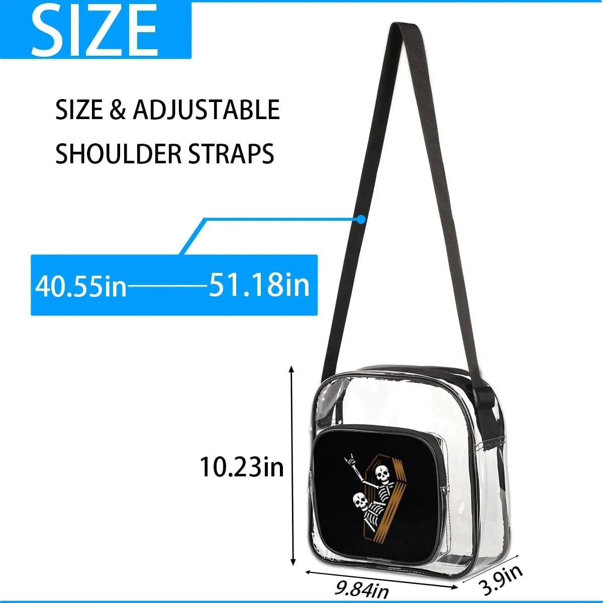 Clear Crossbody Bag Stadium Approved for Women and Men Transparent Messenger Shoulder Bag Clear Purse Bag