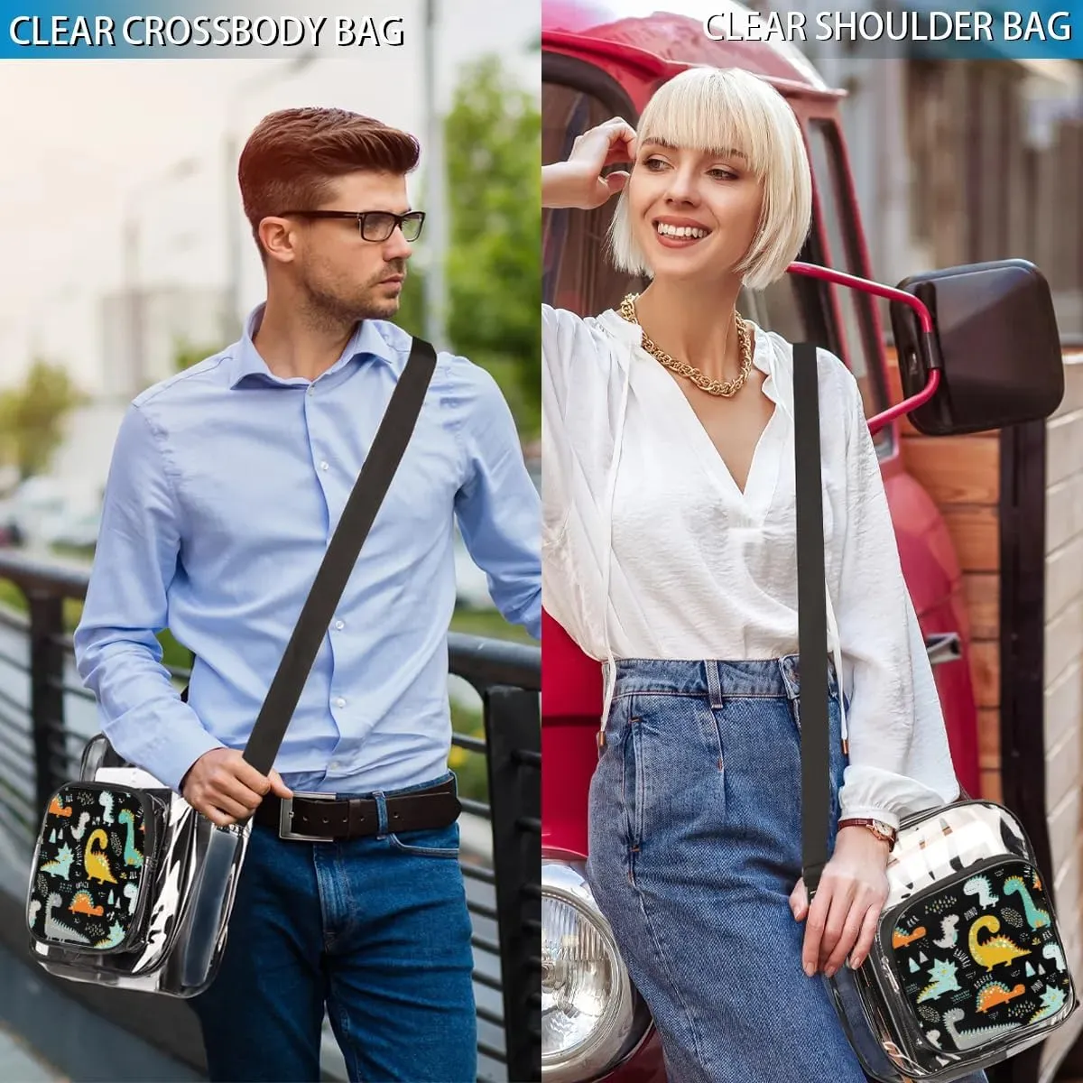 Clear Crossbody Bag Stadium Approved for Women and Men Transparent Messenger Shoulder Bag Clear Purse Bag